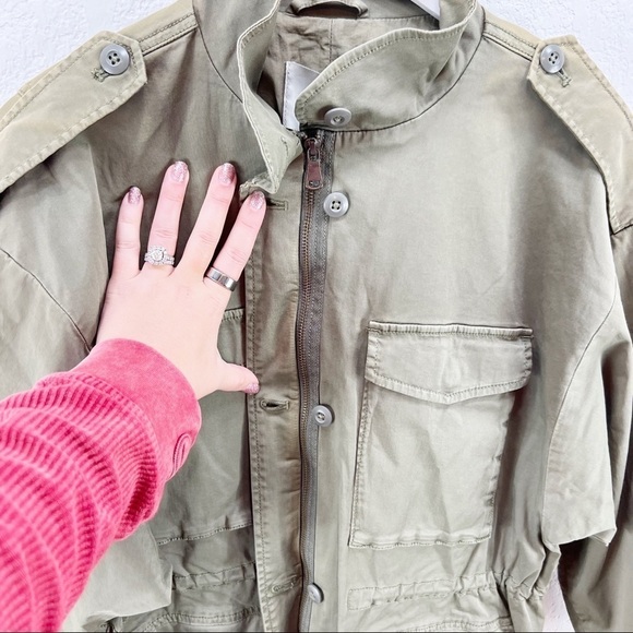 Joie Jenita Stretch Cotton Field Jacket Utility Green Zip Size Large L NWT - Picture 6 of 11